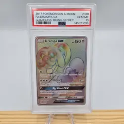 2017 POKEMON SUN & MOON GUARDIANS RISING 160 FULL ART/DRAMPA GX PSA 10 LOW POP - Image 1