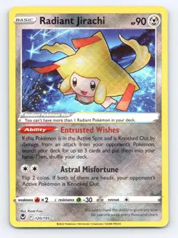Radiant Jirachi 120/195 Radiant Rare Silver Tempest Pokemon Holo Near Mint - Image 1