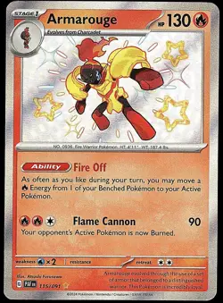 Armarouge 115/091 Shiny Rare Paldean Fates Pokemon Near Mint - Image 1
