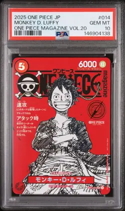 PSA 10 ONE PIECE JAPANESE PROMOS 014 MONKEY D. LUFFY ONE PIECE VOL.20 - Image 1