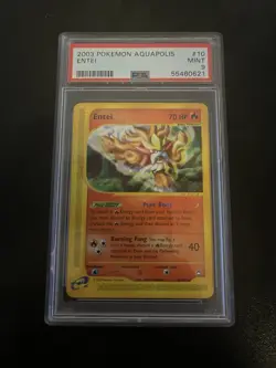 Pokemon Card - Aquapolis 10/147 - ENTEI (rare) Non Holo PSA Mint Grade 9 - Image 1