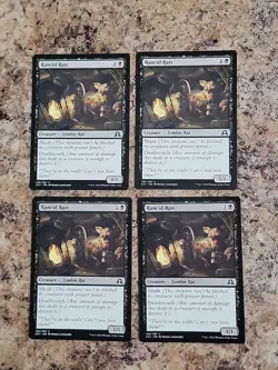 Rancid Rats *PLAYSET* 4x MtG Shadows over Innistrad Unplayed Commander Rats - Image 2