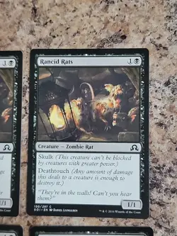 Rancid Rats *PLAYSET* 4x MtG Shadows over Innistrad Unplayed Commander Rats - Image 4