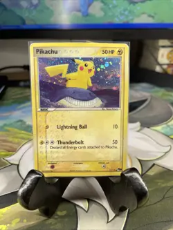 (READ DESC)Pokemon TCG Pikachu Holo Card 12/17 Inverted Back Pop Series 5 (2007) - Image 1