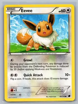 Eevee 89/116 Common Plasma Freeze Pokemon Lightly Played - Image 1