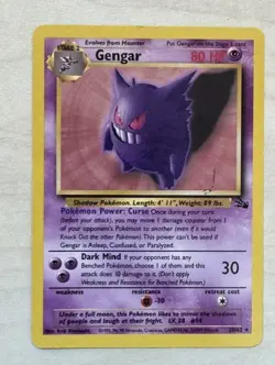 Pokemon TCG Gengar 20/62 Fossil Unlimited NON-Holo Damaged - Image 1