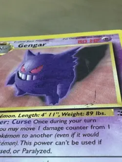 Pokemon TCG Gengar 20/62 Fossil Unlimited NON-Holo Damaged - Image 2