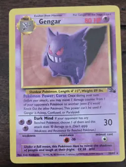 Gengar 20/62 Fossil Unlimited NON Holo Rare Pokemon Tcg 1999 WOTC Played - Image 1
