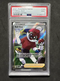 🔥 Pokemon PSA 9 Mint Shining Fates Holo Full Art Ball Guy #065 - Image 1