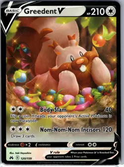 Greedent V 120/159 Holo V Rare Crown Zenith Pokemon Near Mint - Image 1
