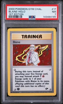 2000 Pokemon Gym Challenge Blaine Holo 1st Edition 17/132 PSA 7 - Image 1