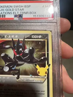 SWIRL PSA 1 2021 Pokemon SWSH Black Star Promo #144 Greninja Gold Star Holo Foil - Image 3