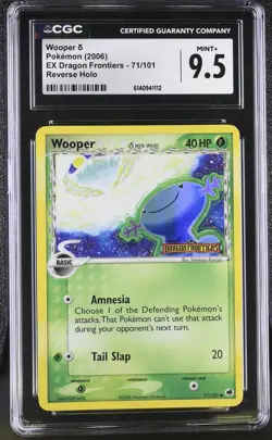 CGC 9.5 Wooper 71/101 EX Dragon Frontiers Reverse Holo Stamped Pokemon Card - Image 1