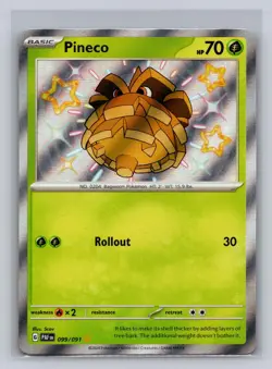 Pineco 099/091 Shiny Rare Paldean Fates Pokemon Holo Near Mint - Image 1