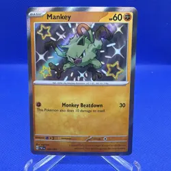 Mankey Pokemon TCG SV Paldean Fates baby Shiny Holo 169/091 - Image 1