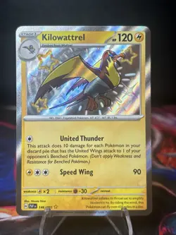2024 Pokemon Paldean Fates Kilowattrel 146/091 Shiny Rare Baby Shiny Holo NM - Image 1