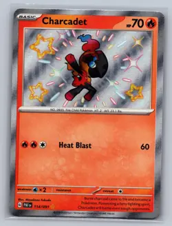 Charcadet 114/091 Shiny Rare Paldean Fates Pokemon Holo Near Mint - Image 1