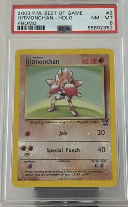 Pokemon TCG PSA 8 Hitmonchan Best of Game #2 Promo Holo EN 2003 - Image 1