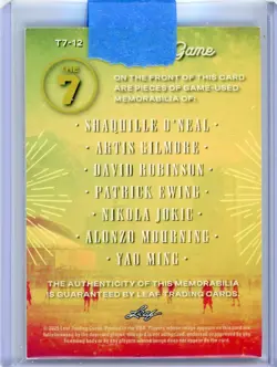 2025 Leaf Glory of the Game SHAQUILLE O'NEAL EWING YAO JOKIC Jersey PATCH /12 - Image 2