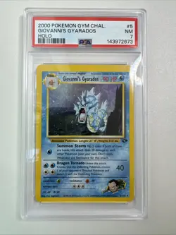 Pokemon TCG Giovanni's Gyarados Holo Swirl 5/132 Gym Challenge PSA 7 - Image 1