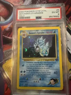 Pokemon TCG Giovanni's Gyarados Holo Swirl 5/132 Gym Challenge PSA 6 NM-MT - Image 1