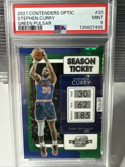 2021 Contenders Optic Season Ticket Green Pulsar /25 Steph CURRY PSA 9 WARRIORS - Image 1