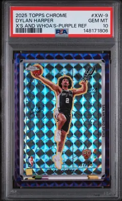 Topps 2025-26 Chrome Dylan Harper X's and Whoa's #XW-9 Purple /75 RC PSA 10 Pop3 - Image 1
