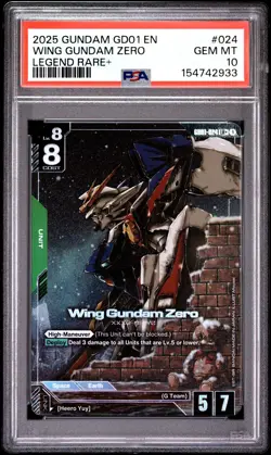 2025 GUNDAM NEWTYPE RISING LEGEND RARE+ #024 WING GUNDAM ZERO PSA 10 - Image 1