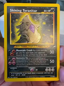 Shining Tyranitar 113/105 Neo Destiny Holo Pokemon TCG Secret Rare Vintage Card - Image 1
