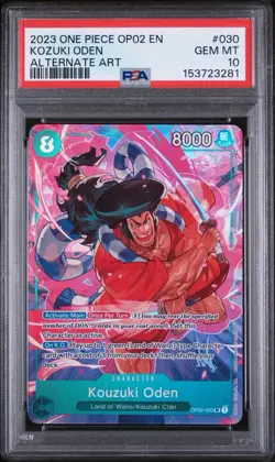 One Piece Kozuki Oden OP02-030 SR Alt Art Paramount War English Card PSA 10 💎 - Image 1