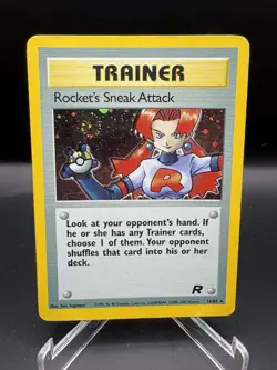 Pokemon Card - Rocket's Sneak Attack Team Rocket 16/82 Holo Rare MP SWIRL - Image 1