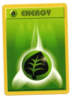 Pokemon Card: Leaf Grass Energy SHADOWLESS 99/102 Vintage Base Set! EX - Image 1