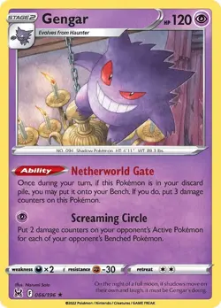 Gengar SWSH11 066/196 Pokemon SWSH11: Lost Origin Holo Rare Reverse Holofoil ... - Image 1