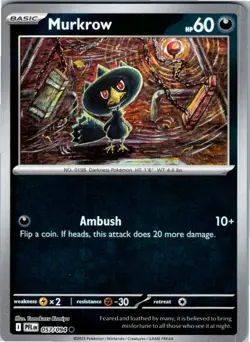 Murkrow 057/094 C Phantasmal Flames Pokemon Reverse Holo NM - Image 1