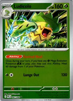 Ludicolo 007/094 UC Phantasmal Flames Pokemon Reverse Holo NM - Image 1
