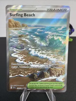 Surfing Beach 114/086 - Ultra Rare Trainer Stadium - Chaos Rising CRI - NM - Image 1