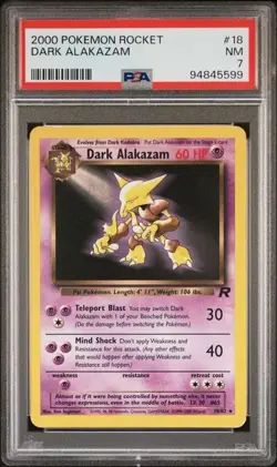 2000 POKEMON TEAM ROCKET #18 DARK ALAKAZAM NON-HOLO RARE PSA 7 NEAR MINT - Image 1