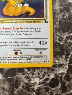 Pokemon Dragonite 4/62 Holofoil Fossil Lightly Played (LP) READ DESCRIPTION - Image 4