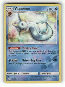 Vaporeon 42/236 SM - Cosmic Eclipse Reverse Holofoil - Image 2