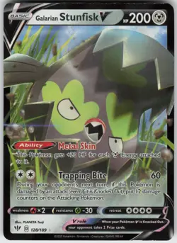 Holo Galarian Stunfisk V 128/189 V Rare Darkness Ablaze Near Mint - Image 1