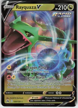 Holo Rayquaza V 100/159 V Rare Crown Zenith Near Mint - Image 1