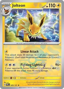 Jolteon (Poke Ball Pattern) PRE 029/131 Pokemon SV: Prismatic Evolutions Rare... - Image 1