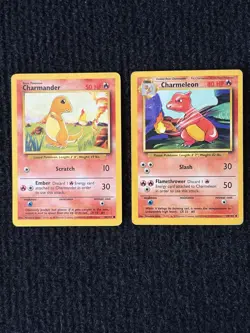 Charmander 46/102 LP+ & Charmeleon 24/102 MP 1999 Base Set PAIR OF 2 Pokemon TCG - Image 1
