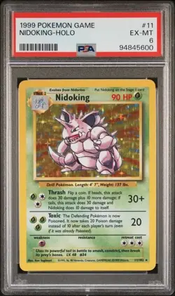 1999 POKEMON GAME BASE SET #11 NIDOKING-HOLO UNLIMITED PSA 6 EXCELLENT-MINT - Image 1