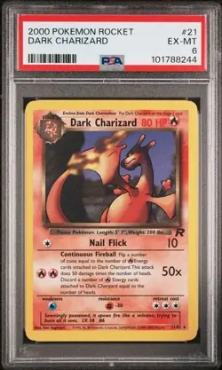 2000 POKEMON ROCKET #21 DARK CHARIZARD PSA 6 (8244) - Image 1
