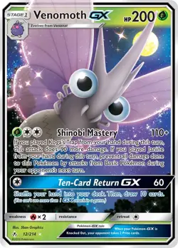 Venomoth GX 12/214 SM - Unbroken Bonds Holofoil - Image 1