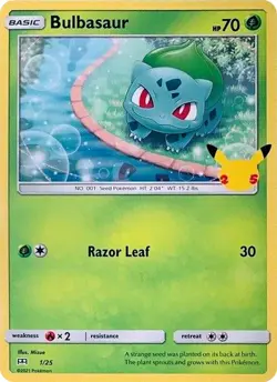 Bulbasaur - 1/25 M21 001/025 Pokemon McDonald's 25th Anniversary Promos Promo... - Image 1