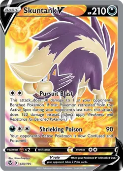 Skuntank V (Full Art) SWSH12 180/195 Pokemon SWSH12: Silver Tempest Ultra Rar... - Image 1