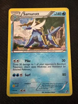 Samurott 31/114 Holo Rare Black & White Pokemon Heavily Played - Image 1