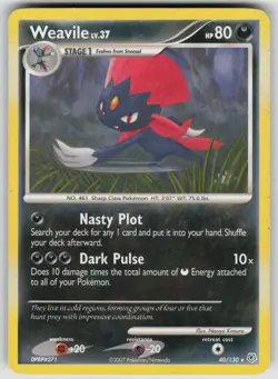 Weavile 40/130 Rare Diamond & Pearl Pokemon Moderately Played - Image 1